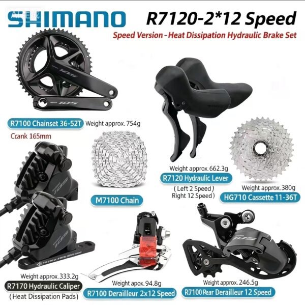 SHIMANO R7120 【Mechanical Shift】Large Kit, Road Bike 2*12 Speed ​​Oil Disc Brake 105