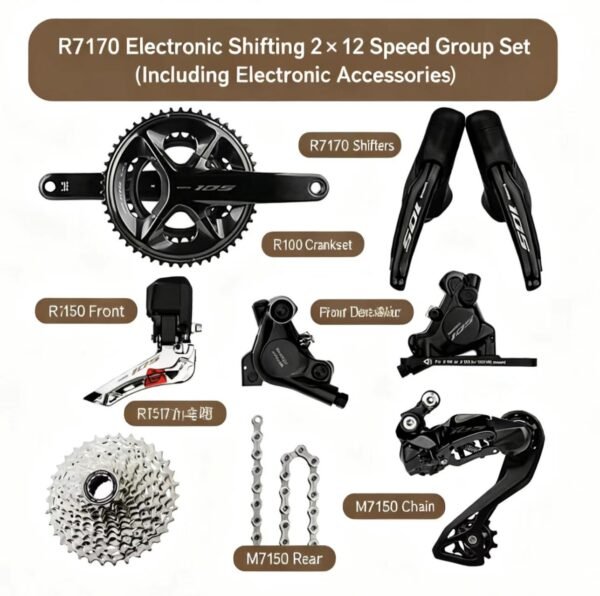 SHIMANO R7170 Di2【Electronic Shift】Big Kit, Road Bike 2*12 Speed ​​Oil Disc Brake 105